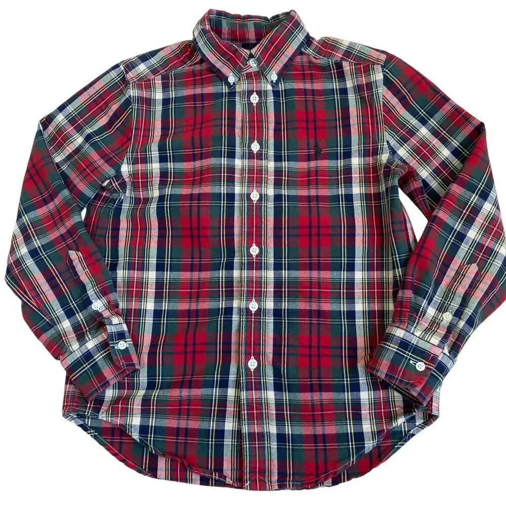 Polo Ralph Lauren Boys S (8) Bundle of Two Plaid Button-down Shirts Oxford Fun